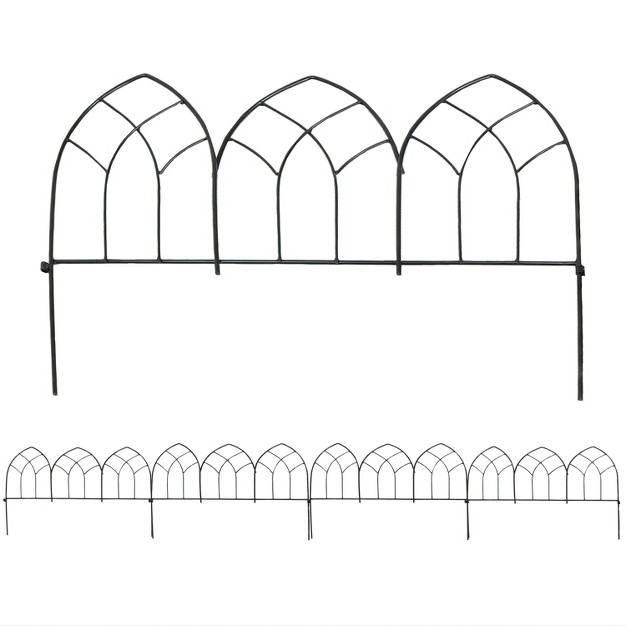 Sunnydaze Outdoor Lawn And Garden Metal Narbonne Style Decorative Border Fence Panel Set 9 x27 Black 5pk