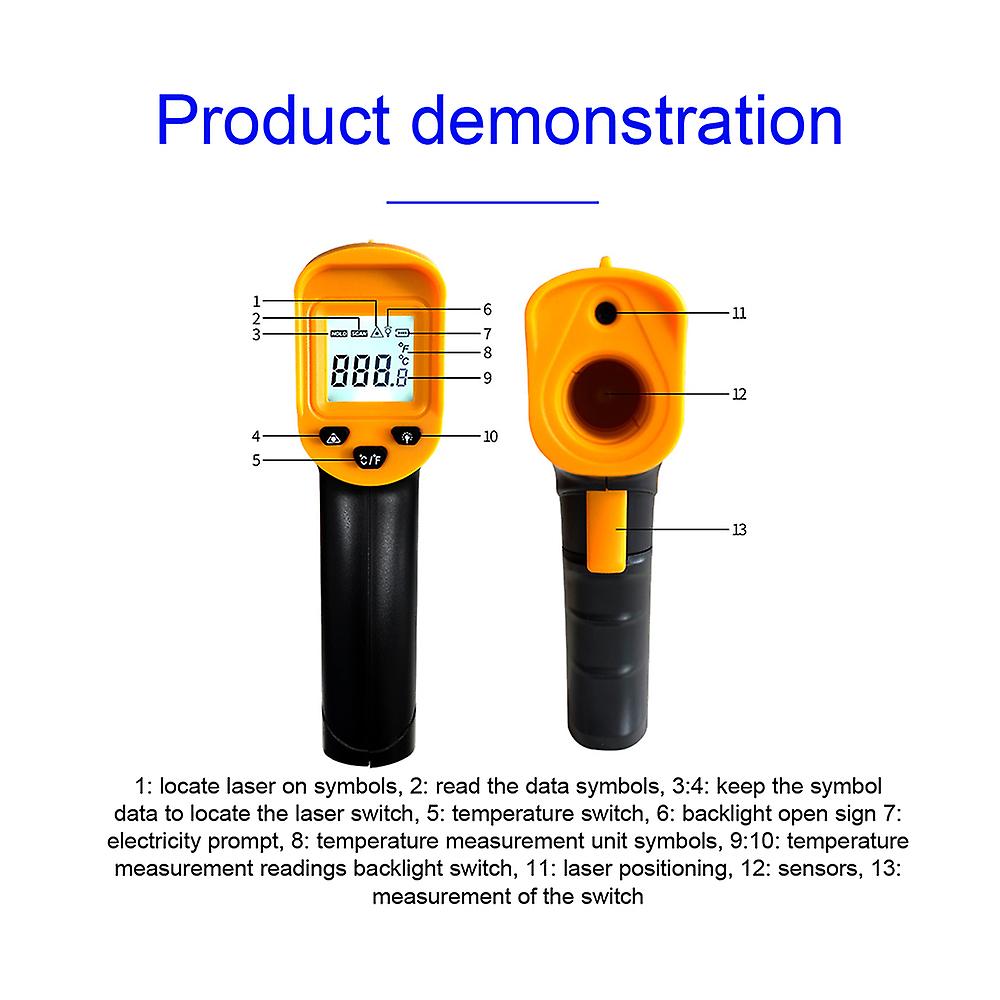 -50~500 Handheld Infrared Temperature Meter Lcd Display With Backlight Non-contact Temperature Meter / Units Switching Home Household Cooking Oven Tem