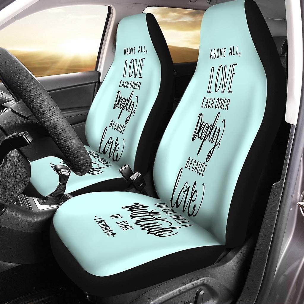 Set Of 2 Car Seat Covers Love Each Other Universal Auto Front Seats Protector Fits For Car，suv Sedan，truck