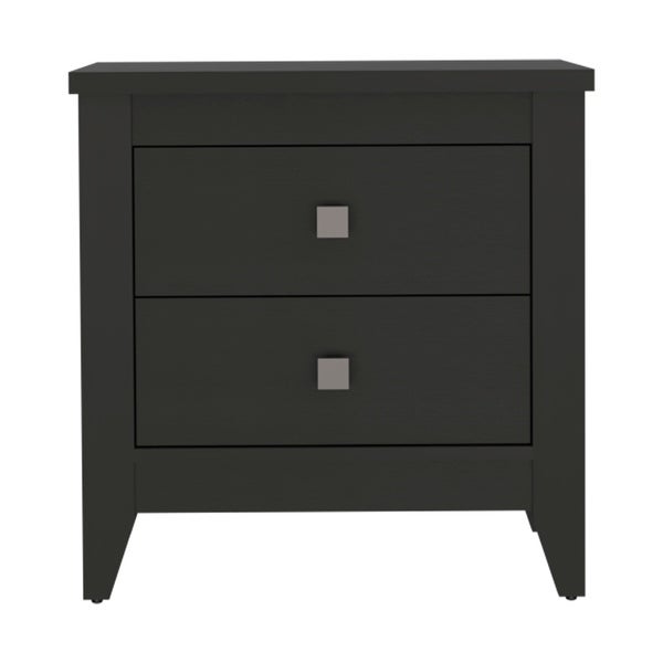 Contemporary Style 2-Drawers 4-Tapered Legs Bedside Table， Superior Top， Simplicity Nightstand， for Bedroom Living Room Office - - 37846972