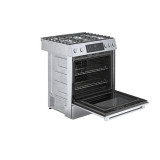 Bosch Benchmark Benchmark Series 30 in. 4.6 cu. ft. Slide-In Dual Fuel Range with Gas Stove and Electric Oven in Stainless Steel HDIP056U