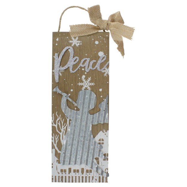 Galvanized Metal Angel And Peace Christmas Wall Decor