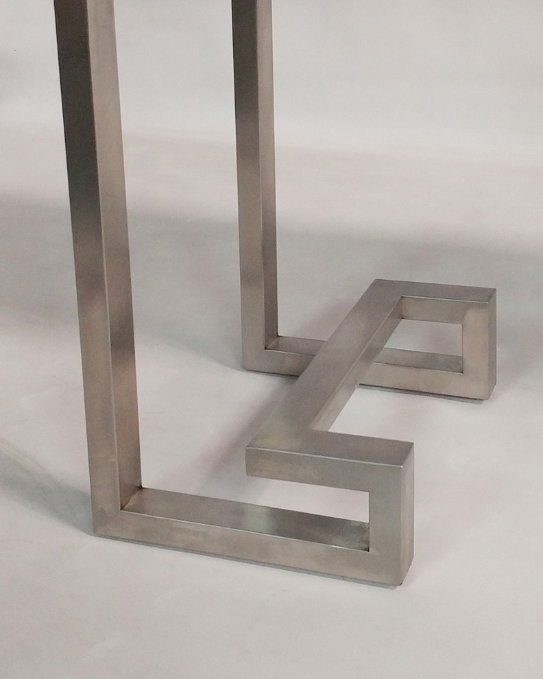 Reclaimed Wood Console With Stainless Steel Base   Transitional   Console Tables   by Redd Furnishings  Houzz