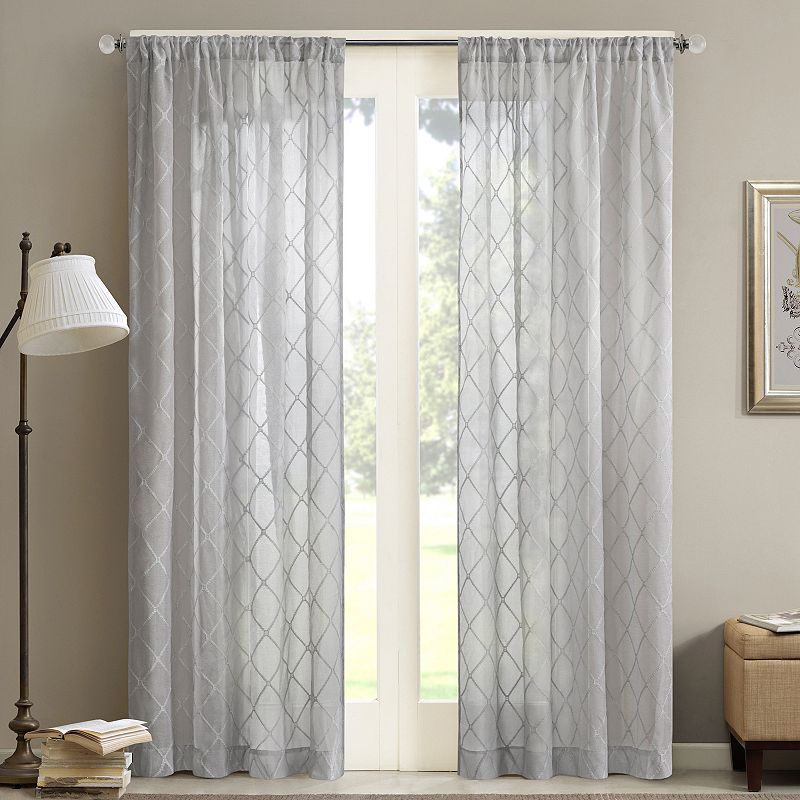 Madison Park 1-Panel Iris Diamond Sheer Window Curtain