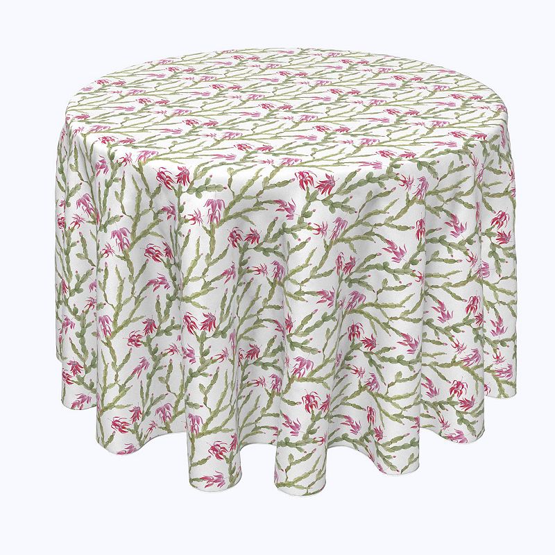 Round Tablecloth， 100% Polyester， 70 Round， Schlumberger Cactus