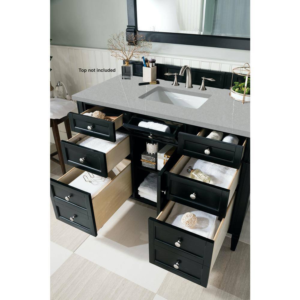 James Martin Vanities Brittany 46.8 in. W x 23 in. D x 32.8 in. H Single Bath Vanity Cabinet Without Top in Black Onyx 650-V48-BKO