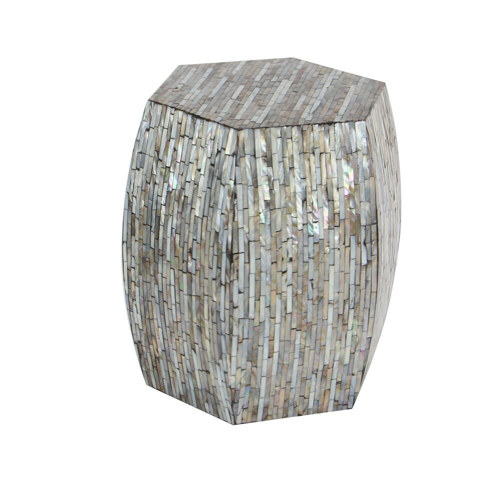 Grey Shell Contemporary Accent Table 16 x 16 x 16