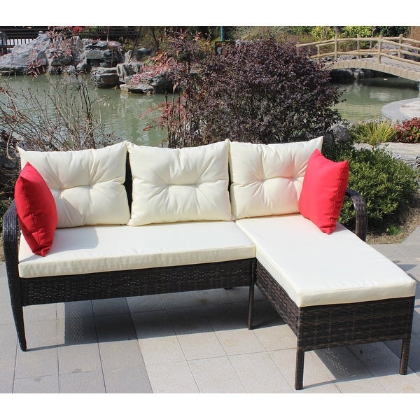 2 Piece Outdoor Patio Sectional Sofa Set Conversation Set - Overstock - 37784750