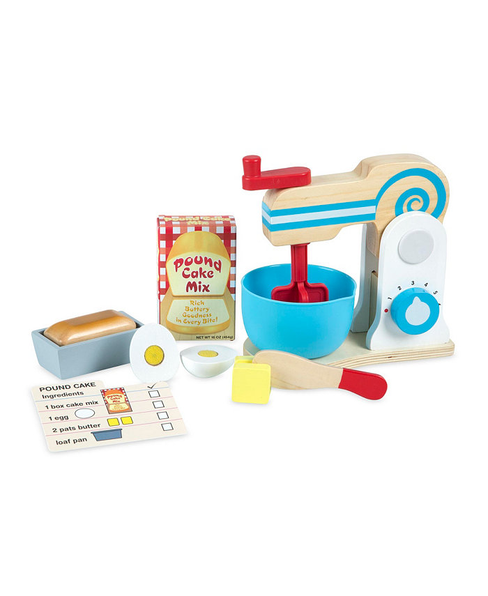 Melissa and Doug Melissa and Doug Wooden Make-a-Cake Mixer Set (11 pcs) - Play Food and Kitchen Accessories