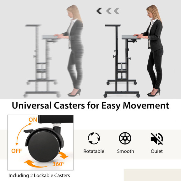 Costway 38794152 Mobile Stand up Computer Desk wit...