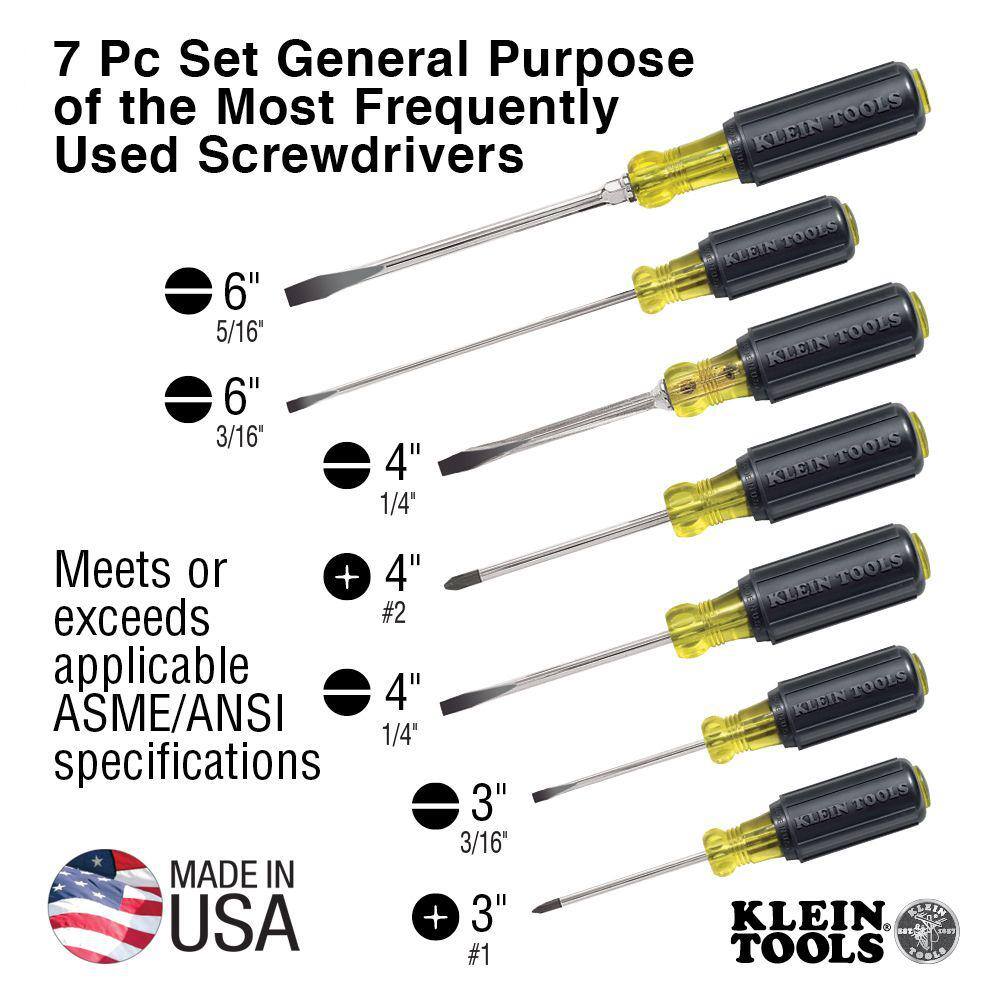 Klein Tools Screwdriver Set Slotted and Phillips 7-Piece 85076