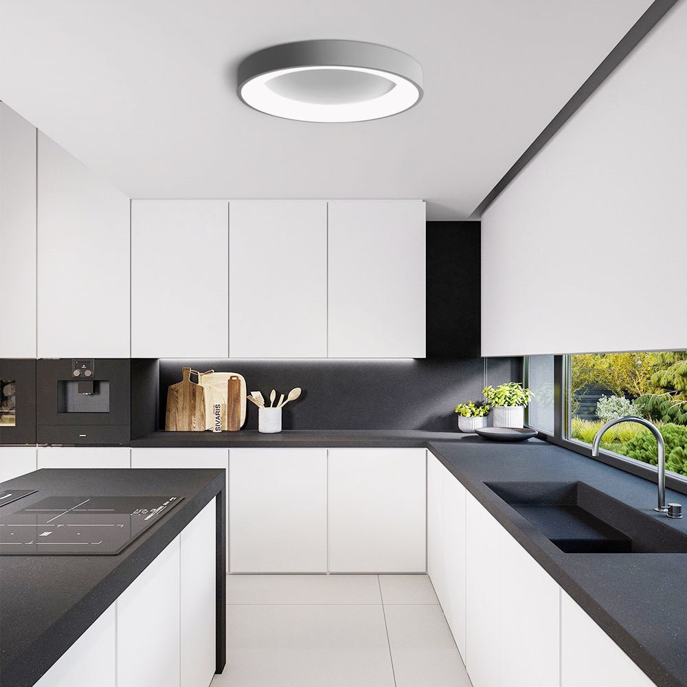 LED Grey Round Flush Mount Ceiling Light