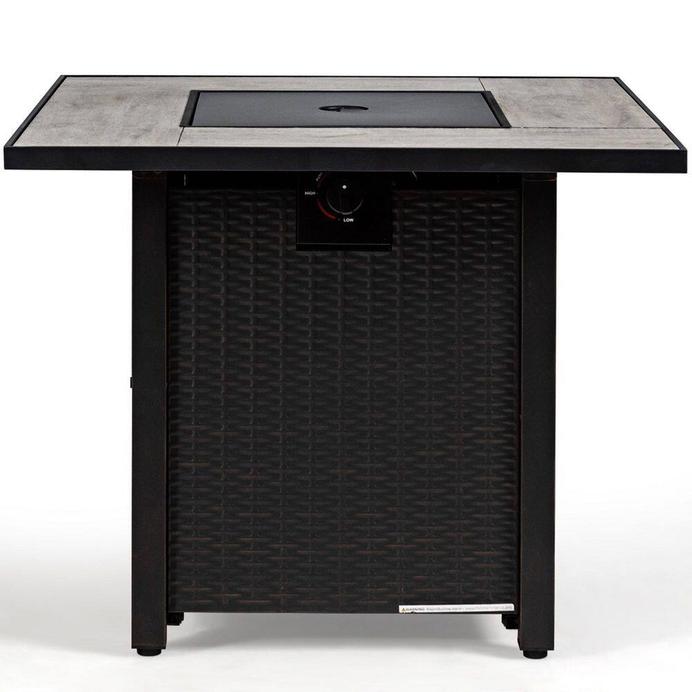 Gymax 30 in. Gas Fire Table 50000 BTU Square Propane Fire Pit Table Patio Yard GYM05887