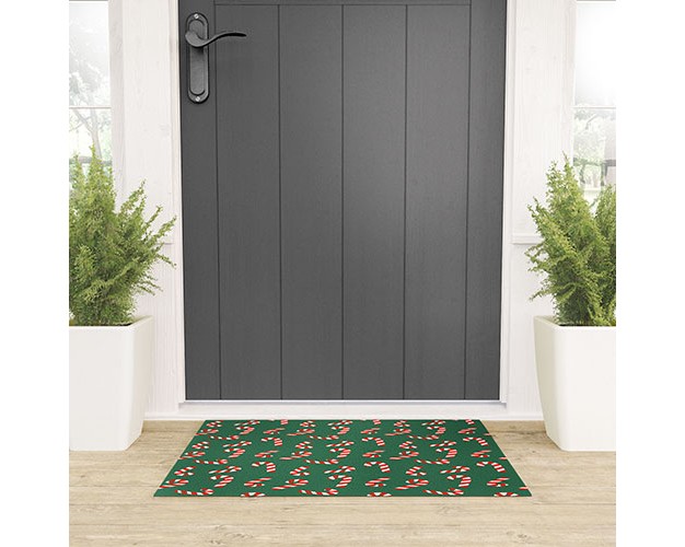 Lathe amp Quill Candy Canes Green Welcome Mat Society6