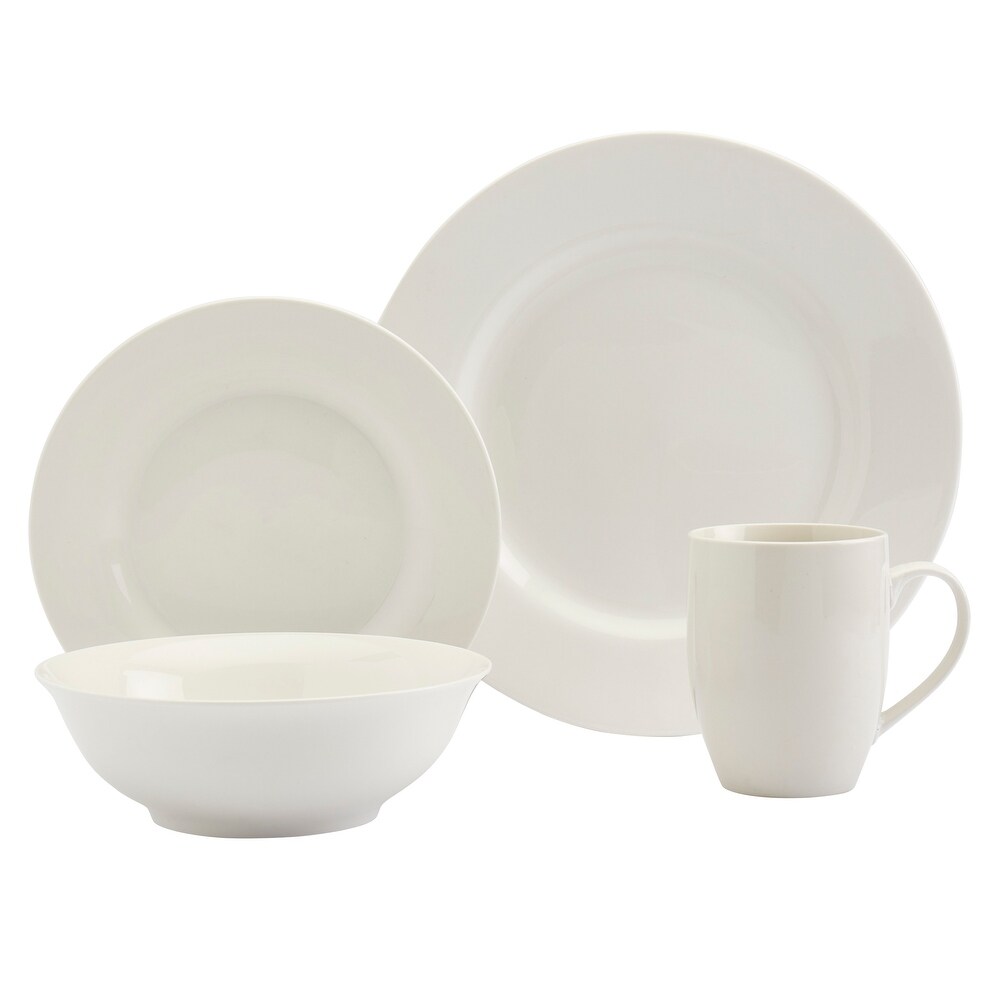 Tabletops Gallery White Porcelain 16 piece Dinnerware Set