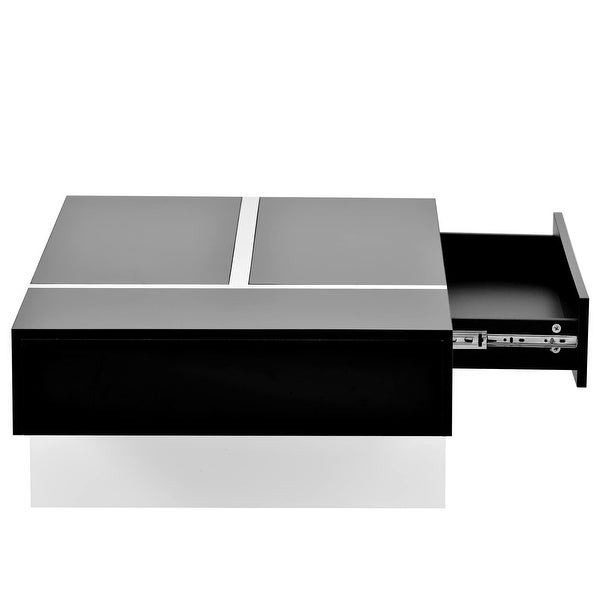 Coffee Table with Storage High Gloss Coffee Tables Cocktail End Table Modern Rectangle - as picture