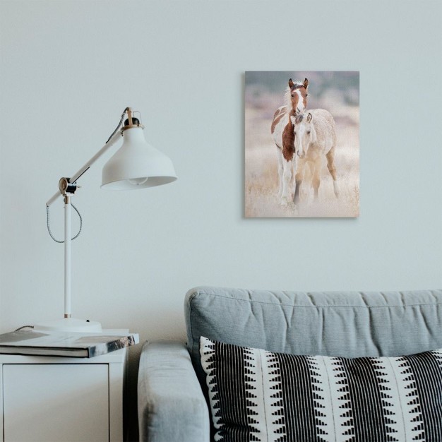 Stupell Industries Calm Horses In Muted Beige Meadow Photograph