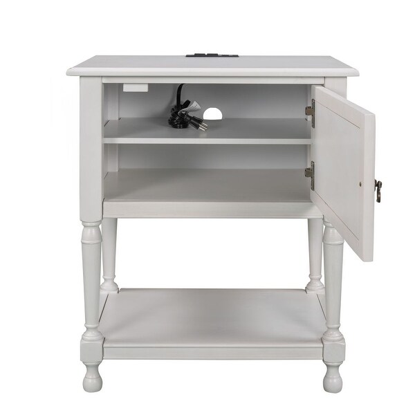 Versatile Nightstand with Two Built-in Shelves Cabinet and an Open Storage - - 34638654