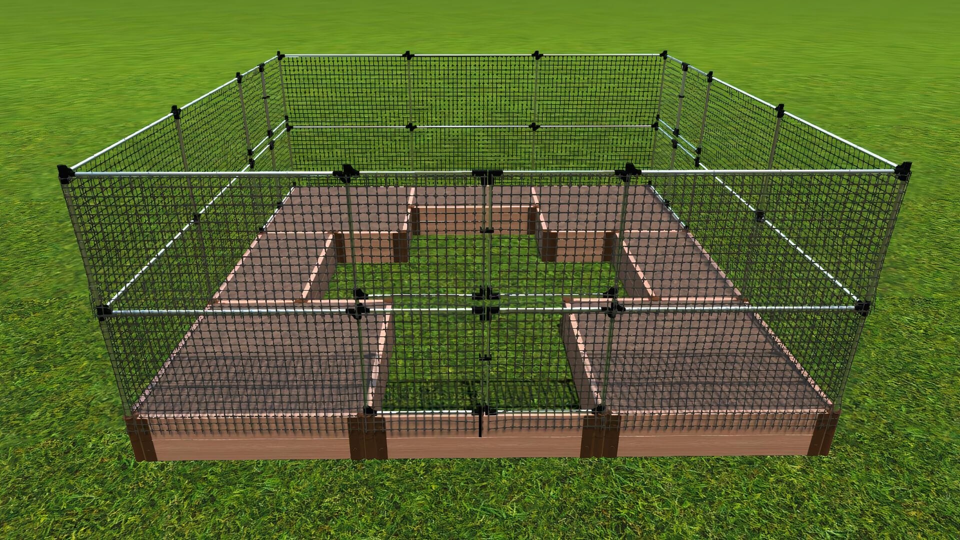 Walk-In 'Center Cross' 12' x 12' Animal Barrier Raised Garden Bed - 2