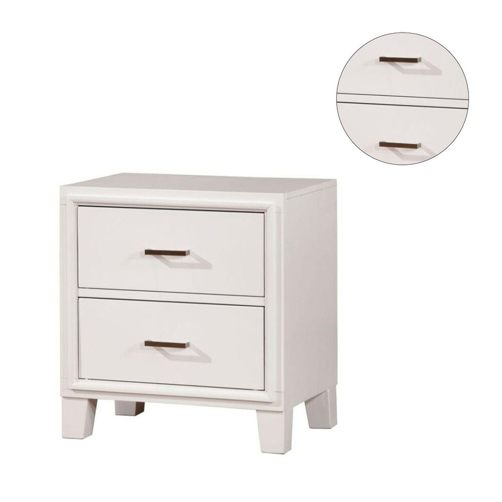 2 Drawers Wood Nightstand