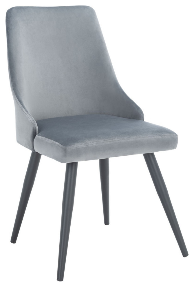 Karen Upholstered Dining Chair set of 2 Slate Grey / Black   Midcentury   Dining Chairs   by Peachtree Fine Furniture  Houzz