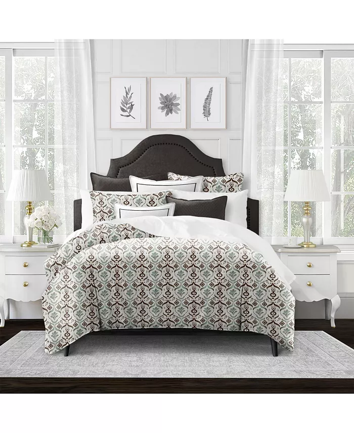 6ix Tailors Fine Linens Nash Sea foam Super Queen Comforter and 2 Shams Set， Plus 2 Bonus Cushions