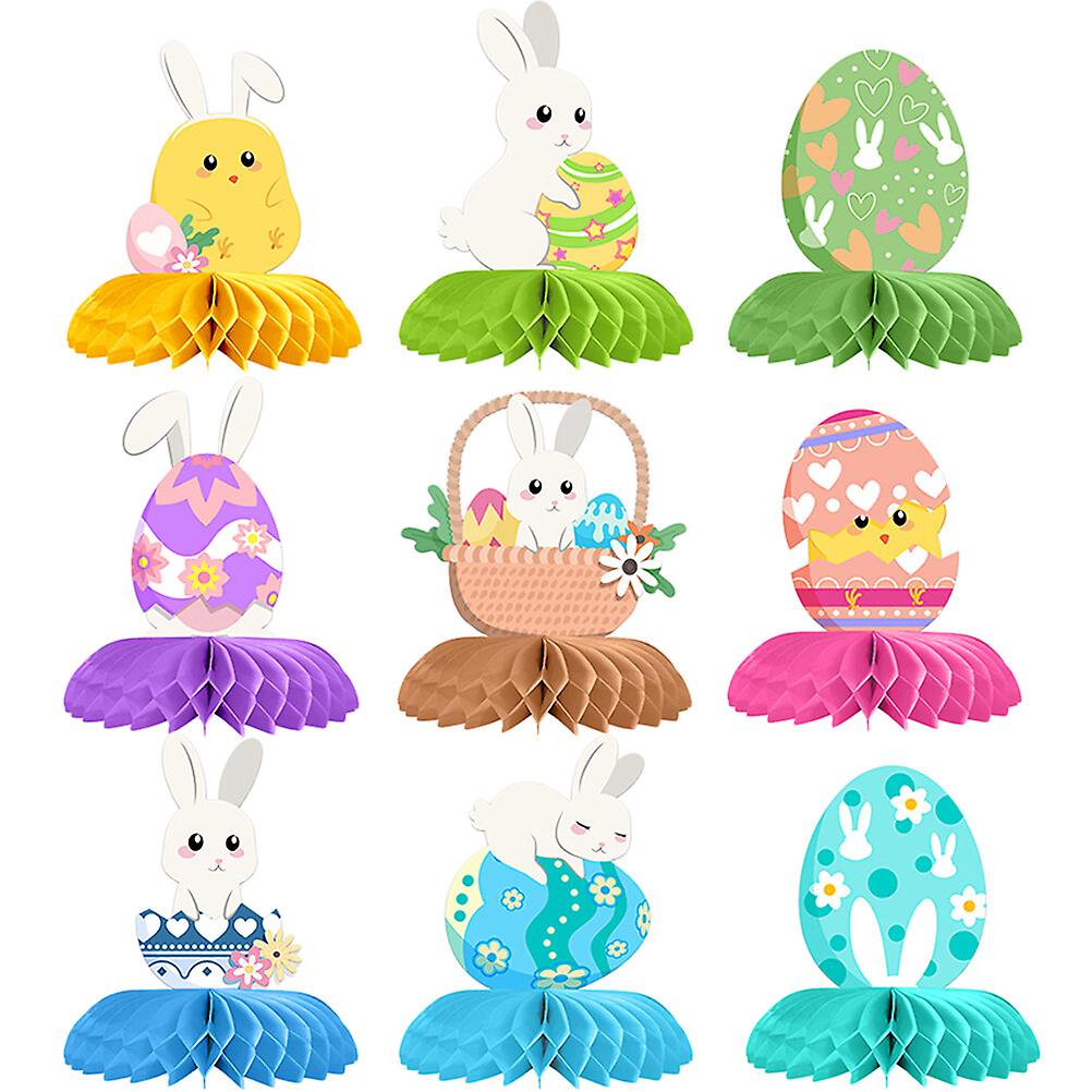 9pcs Easter Bunny Egg Honeycomb Centerpieces Decoration Easter Party Supplies Easter Decorations