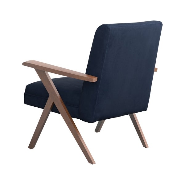 Coaster Furniture Cheryl Dark Blue and Walnut Wooden Arms Accent Chair