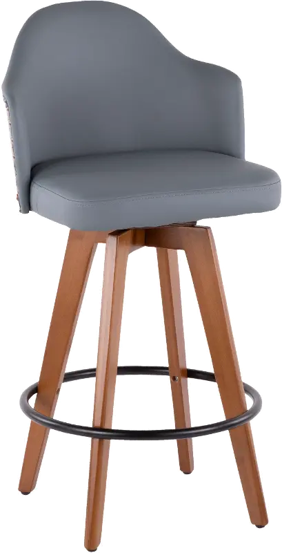 Ahoy Walnut and Gray 26 Inch Swivel Counter Height Stool