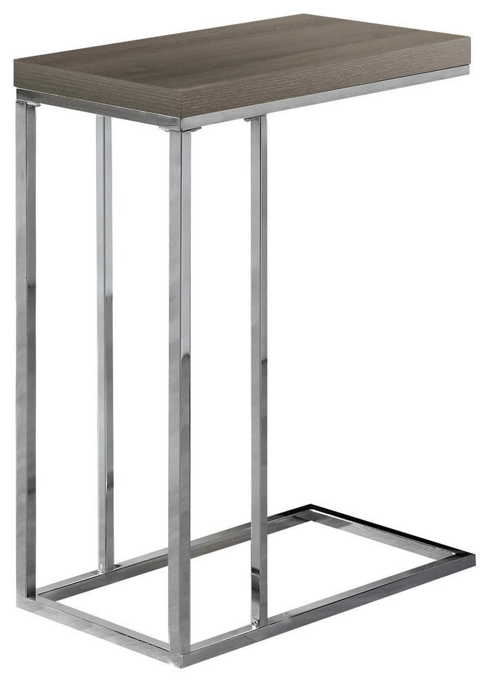 Accent Table  Dark Taupe With Chrome Metal   Industrial   Side Tables And End Tables   by Homesquare  Houzz