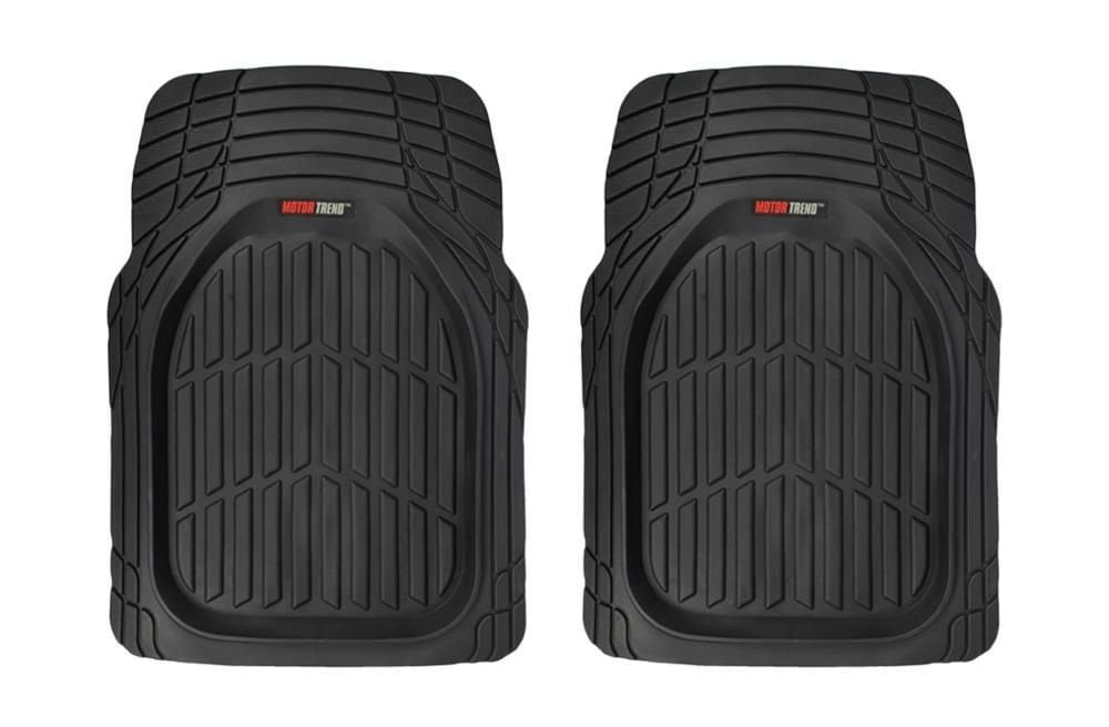 Motor Trend Front Car Floor Mats， 2-Piece FlexTough Rubber Protection， Black Beige Gray