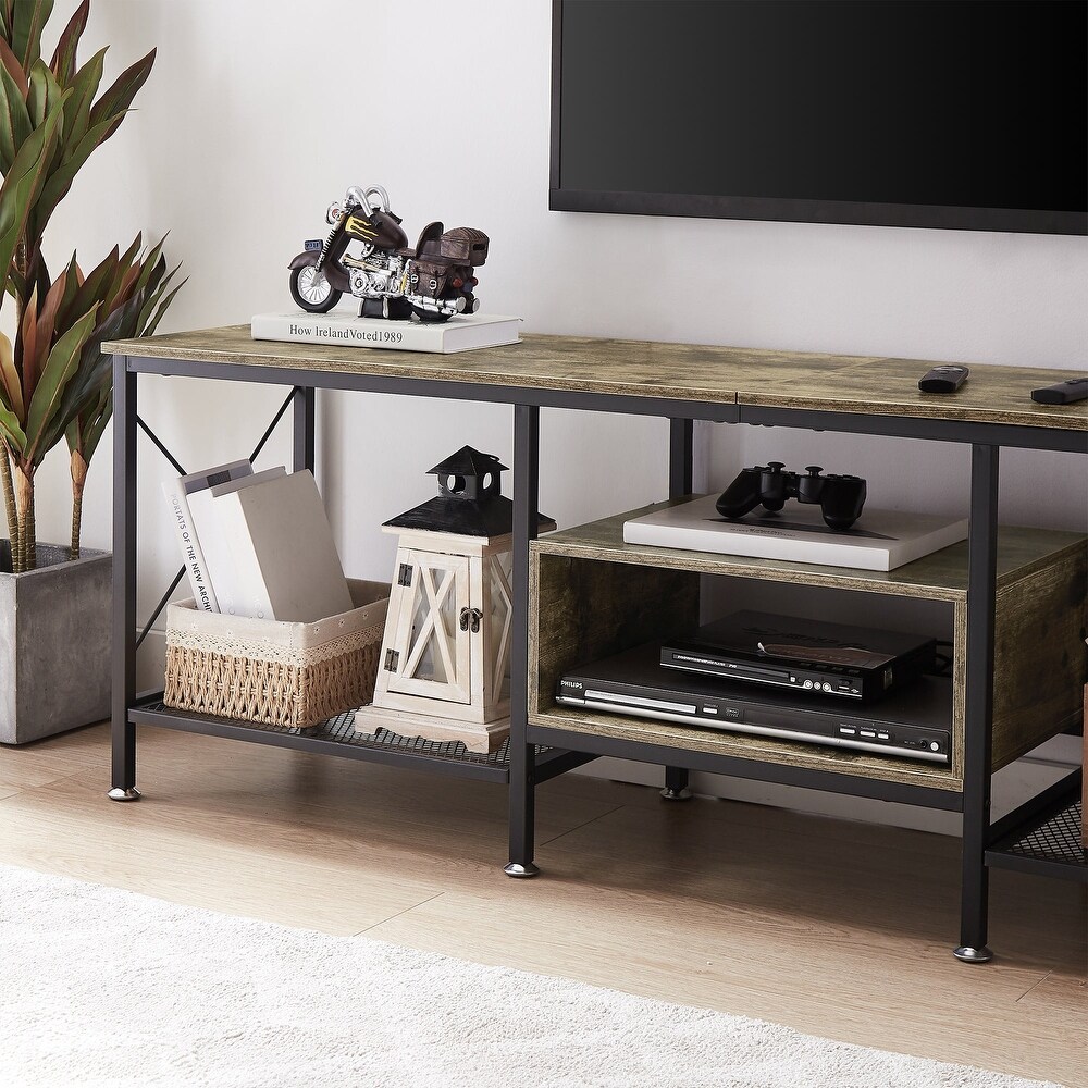 TV Stand for Living Room  Entertainment Center TV Console with Storage Shelves