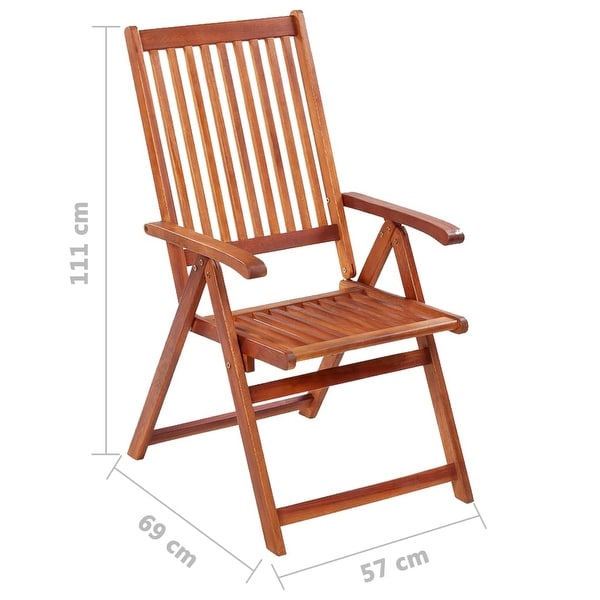 vidaXL Patio Folding Chairs Camping Garden Lawn Chair Solid Wood Acacia Brown