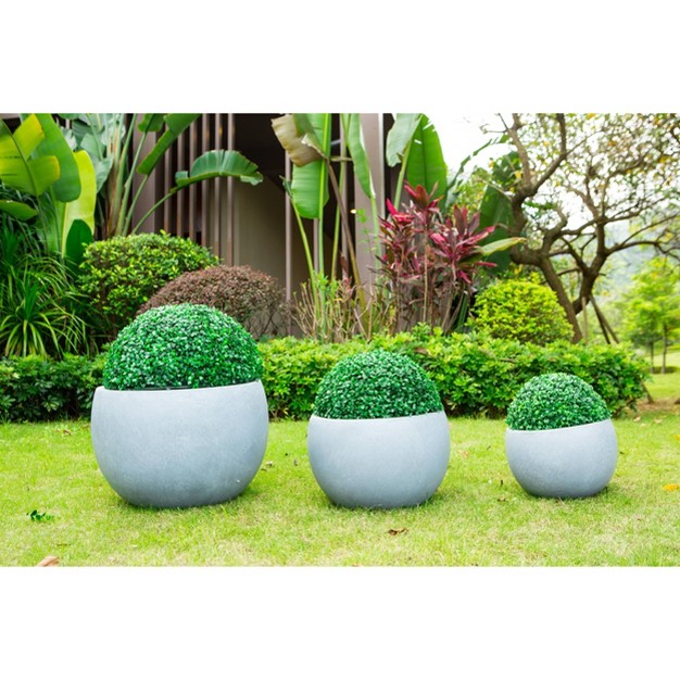 Kante Lightweight Concrete Outdoor Set Of 3 Planters Gray Rosemead Home amp Garden Inc