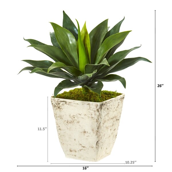 26 Large Agave Artificial Plant in Country White Planter