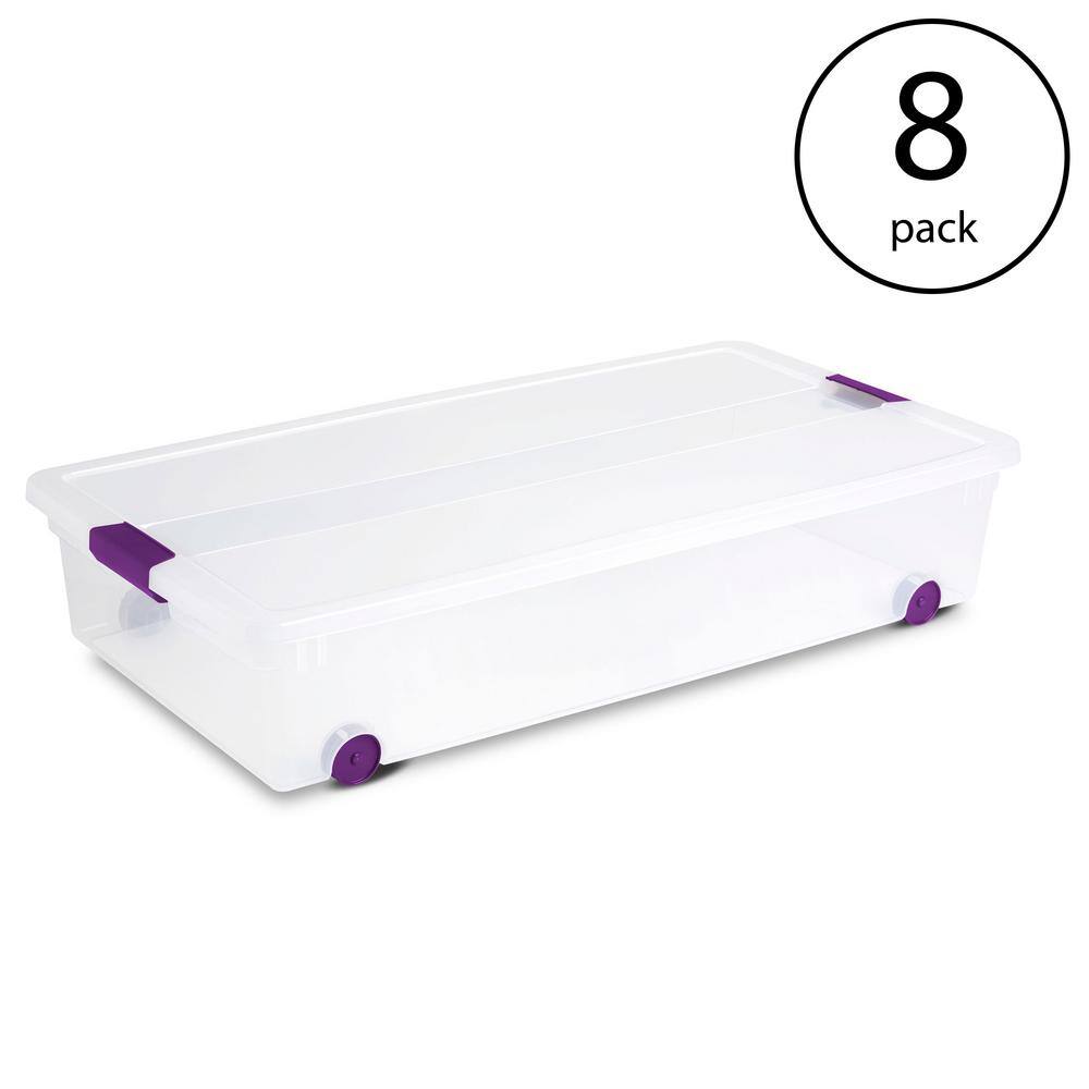 Sterilite 60 qt. ClearView Latch Lid Wheeled Underbed Storage Box (8-Pack) 8 x 17611704