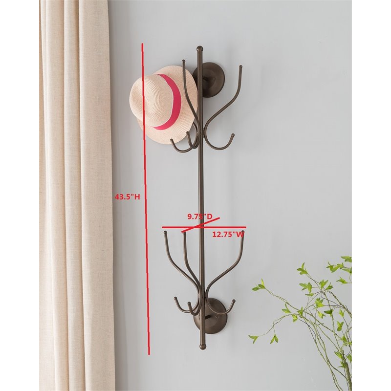 Kandamp;B Furniture Pewter Metal 12 Hook Wall Mounted Coat Rack