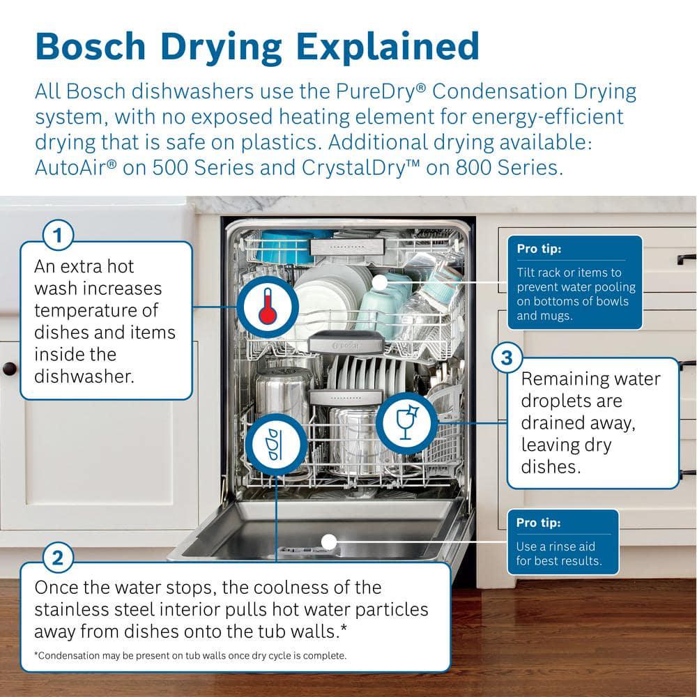 Bosch 100 Series 24 in White Front Control Tall Tub Dishwasher with Hybrid Stainless Steel Tub and Utility Rack 50dBA