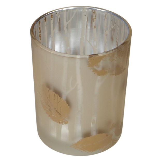 Matte Gold And White Birch Flameless Glass Candle Holder