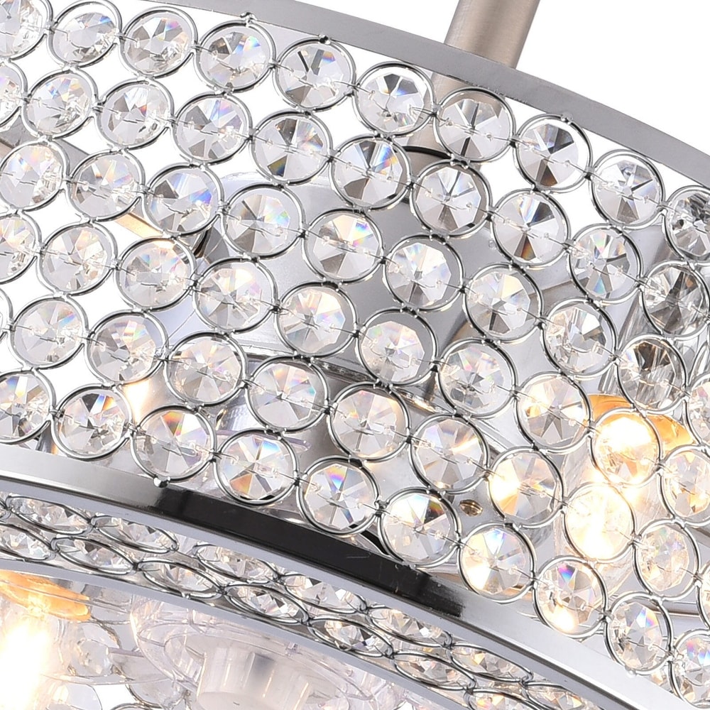 18'' Modern Silver Crystal Caged Invisible Ceiling Fan with Remote