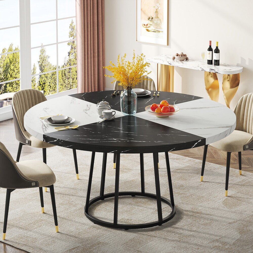 47 inch Round Dining Table for 4 People  Small Kitchen Table