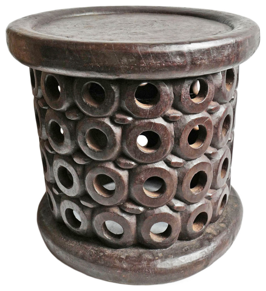 Consigned Bamileke Circle Stool Table   Rustic   Side Tables And End Tables   by Design Mix Furniture  Houzz