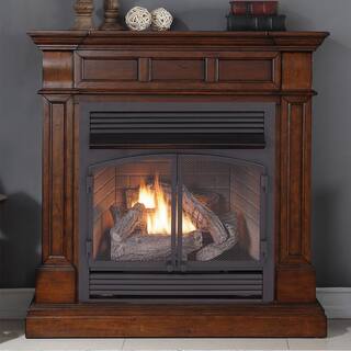 Duluth Forge Dual Fuel Ventless Gas Fireplace - 32000 BTU Remote Control Auburn Cherry Finish 170108