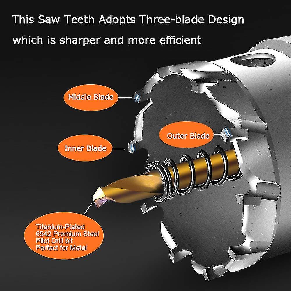 6 Pcs Tct 16-60mm Carbide Alloy Hole Saws -metal -alloy Bit - Multi-tooth Stainless Steel Metal Bit Hole Alloy Industrial Gra