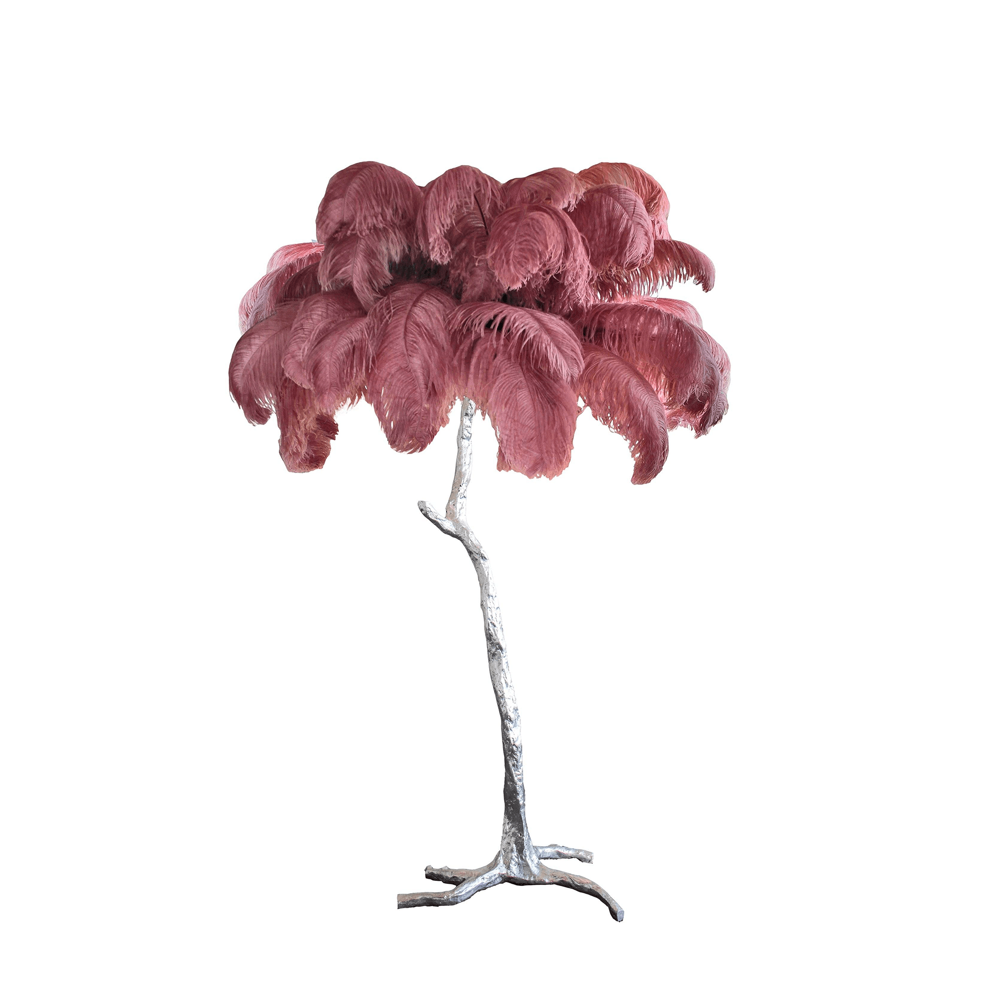 Ostrich Feather Brass Floor Lamp