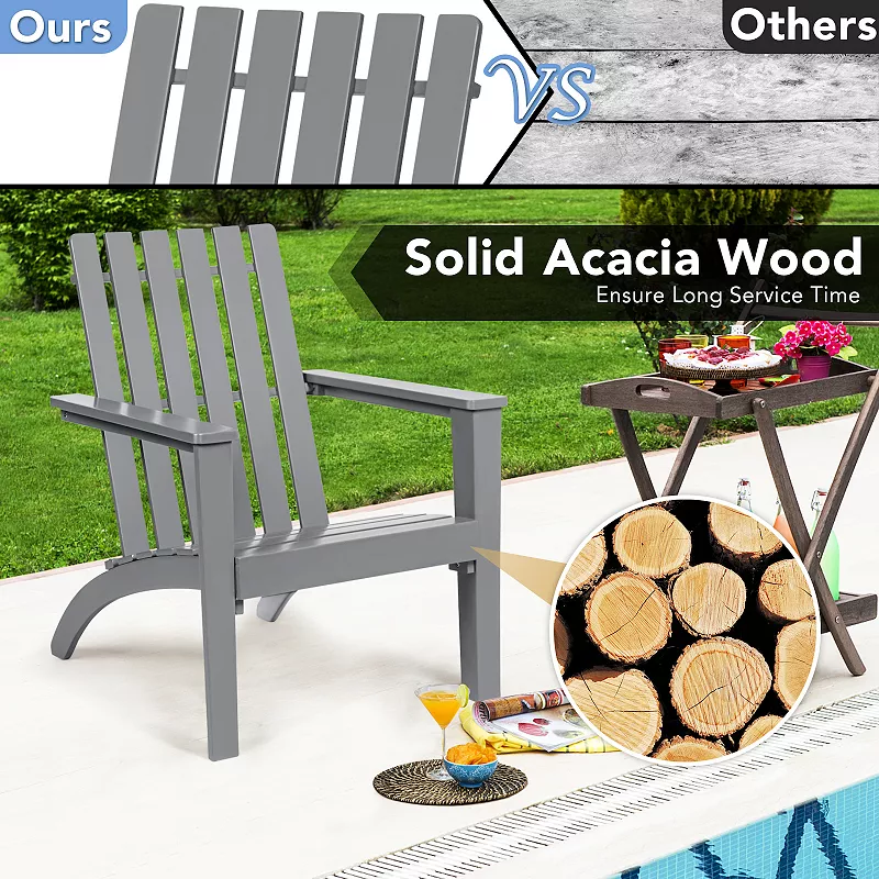 Outdoor Durable Patio Acacia Wood Adirondack Lounge Armchair