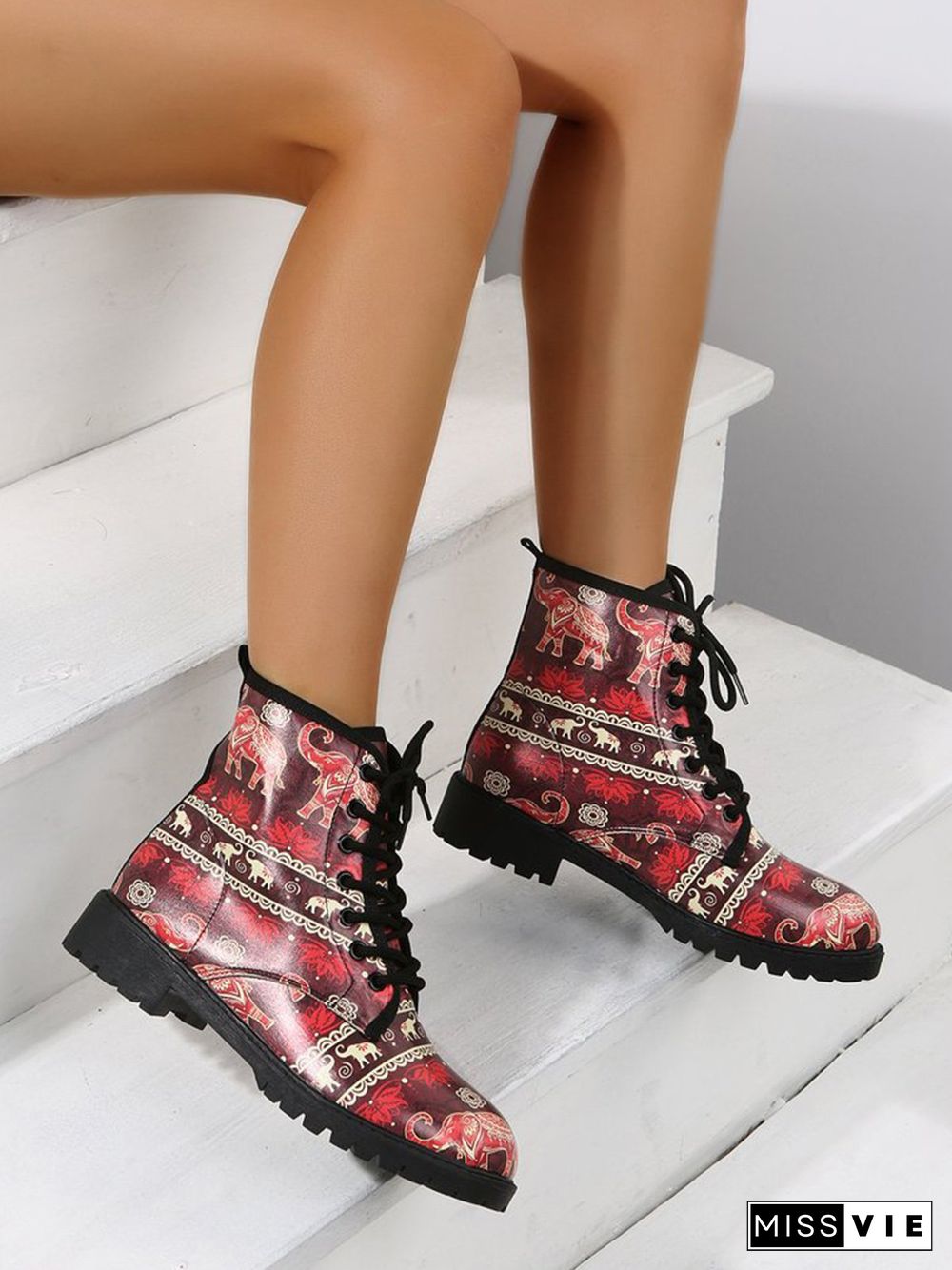 Red Elephant Ethnic Short Boots