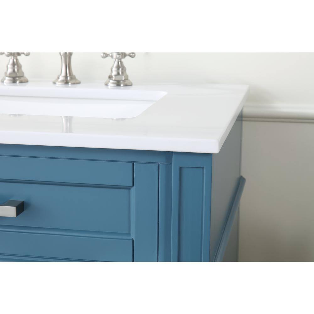 Benton Collection Durand 60 in. W x 22 in D. x 35 in. H Double sink Bath Vanity in Teal blue with ceramic sink and White quartz Top QT-1808D60TB-BS