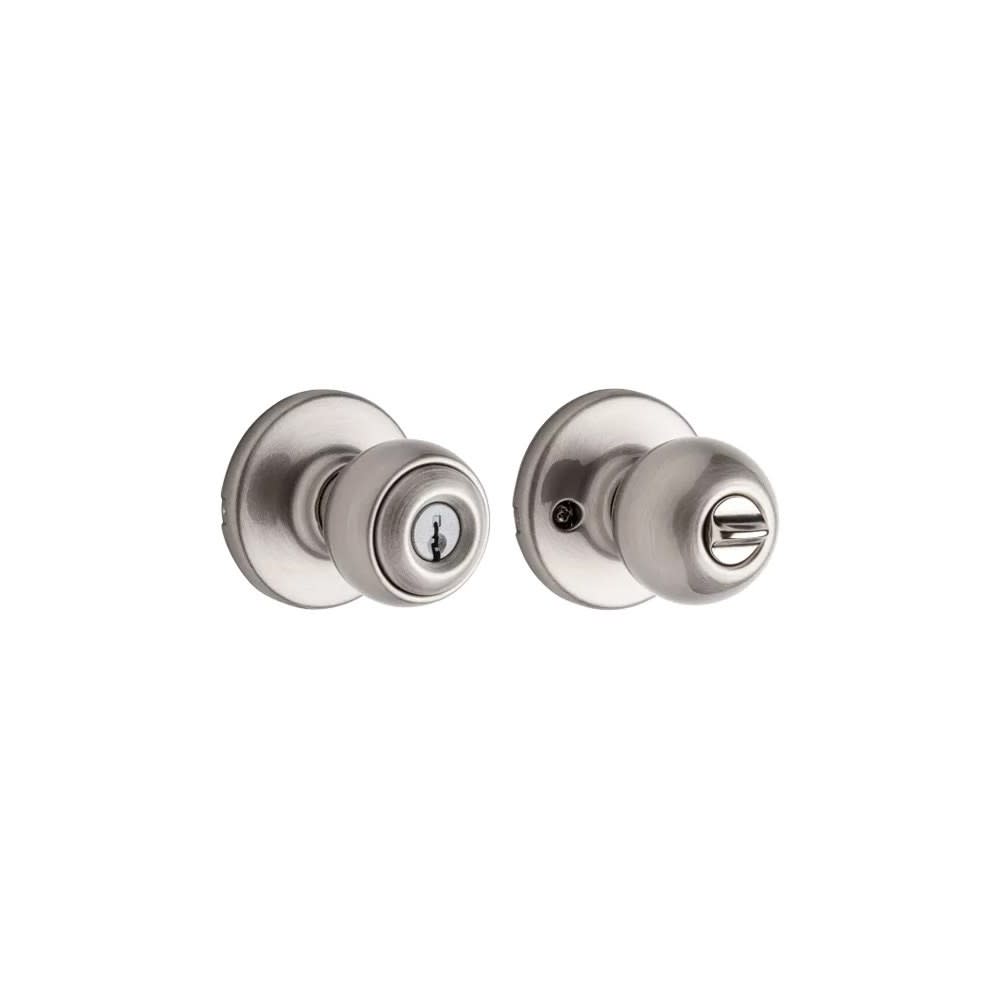 Satin Nickel Security Keyed Entry Exterior Polo Lockset Knob