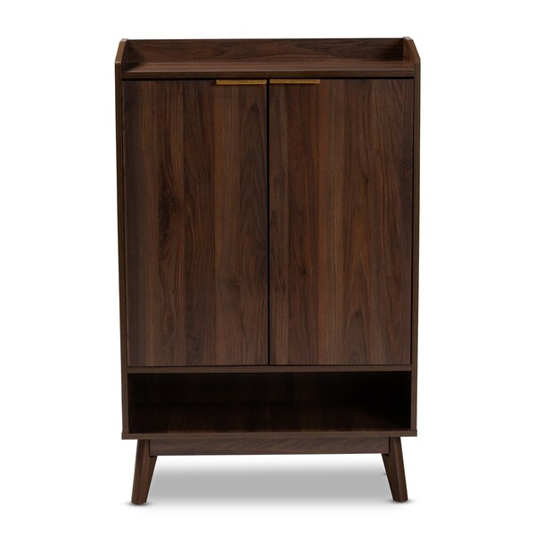 Mid-Century Modern 5-Shelf Wood Shoe Cabinet - - 28560704